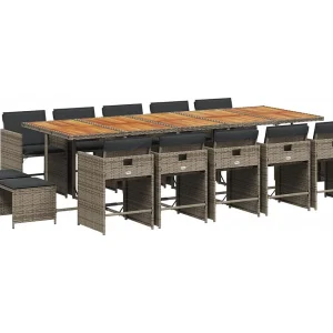Enfield  15-delige Tuinset met kussens poly rattan grijs