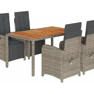 Fishers 5-delige Tuinset met kussens poly rattan grijs Fishers 5-delige Tuinset met kussens poly rattan grijs