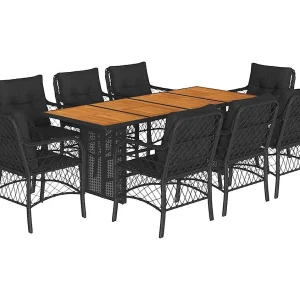 Fort Bragg 9-delige Tuinset poly rattan zwart Fort Bragg 9-delige Tuinset poly rattan zwart