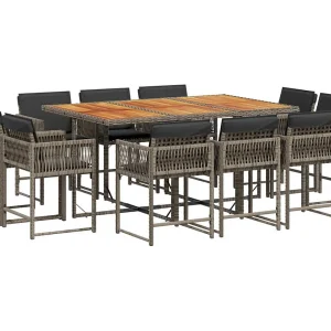 Emilia 11-delige Tuinset met kussens poly rattan grijs Emilia 11-delige Tuinset met kussens poly rattan grijs