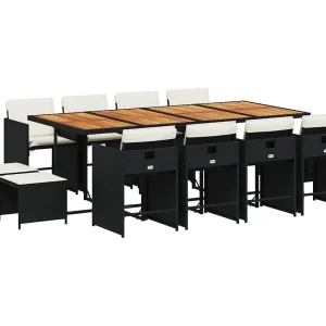 Enfield  13-delige Tuinset met kussens poly rattan zwart