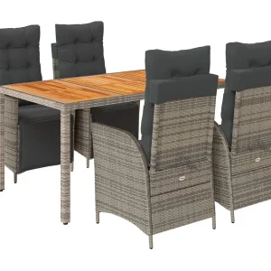 Elviraa  5-delige Tuinset met kussens poly rattan grijs