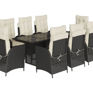Emory  9-delige Tuinset poly rattan zwart