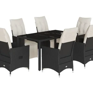 Essex 7-delige Tuinset met kussens poly rattan zwart Essex 7-delige Tuinset met kussens poly rattan zwart
