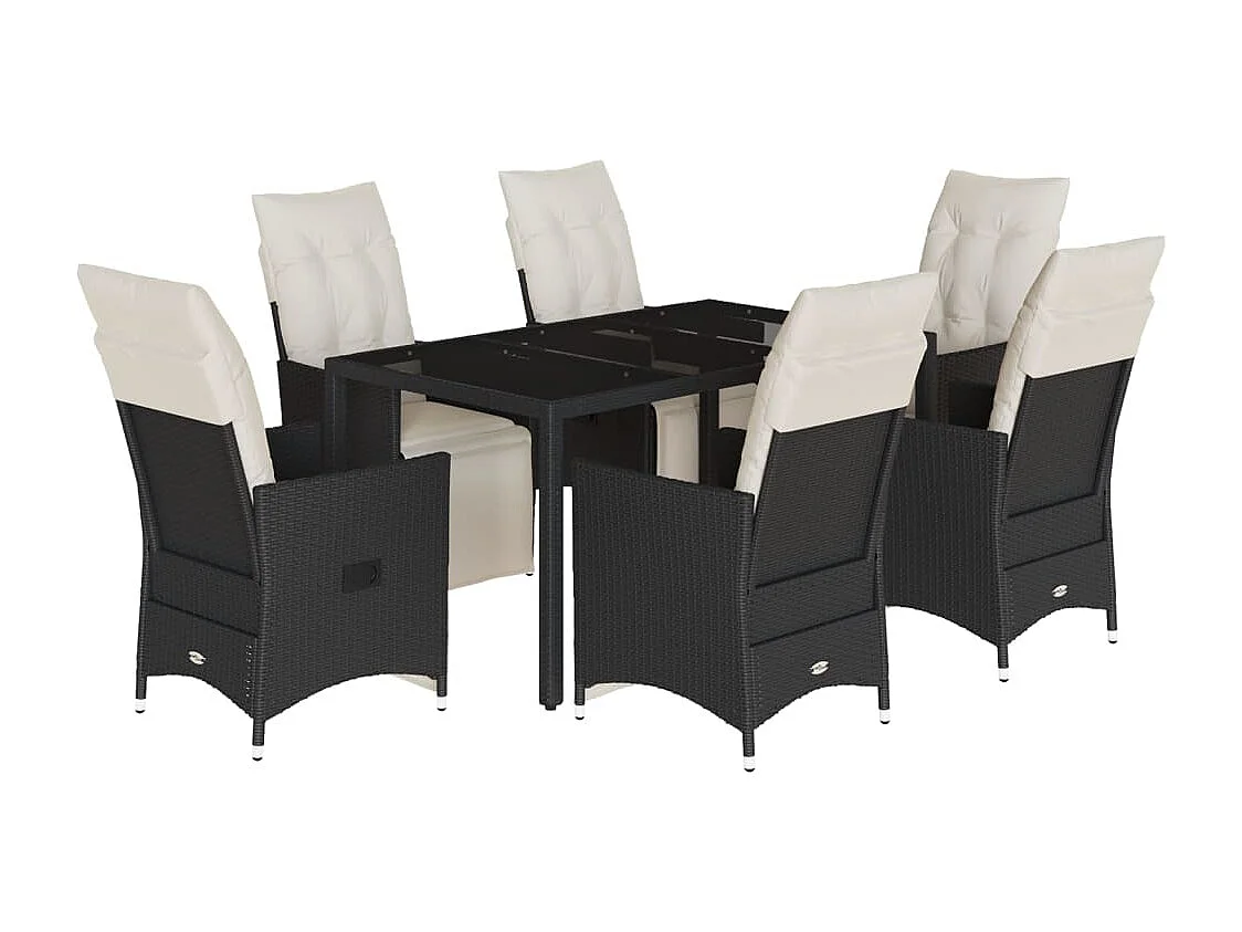 Essex 7-delige Tuinset met kussens poly rattan zwart