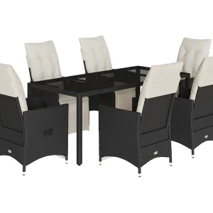 Essex 7-delige Tuinset met kussens poly rattan zwart Essex 7-delige Tuinset met kussens poly rattan zwart