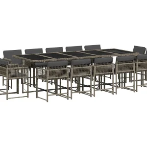 Emilia 15-delige Tuinset met kussens poly rattan grijs Emilia 15-delige Tuinset met kussens poly rattan grijs