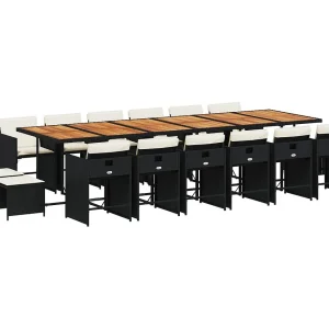 Enfield  17-delige Tuinset met kussens poly rattan zwart