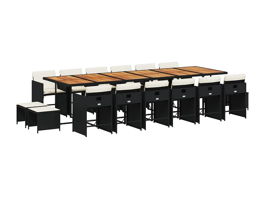 Enfield 17-delige Tuinset met kussens poly rattan zwart