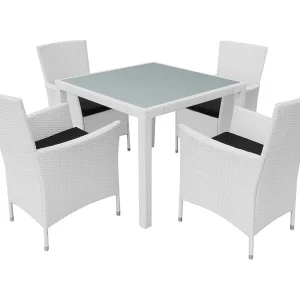 Fea 5-delige Tuinset poly rattan crèmewit Fea 5-delige Tuinset poly rattan crèmewit