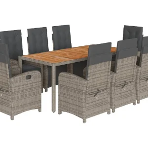 Fishers 9-delige Tuinset met kussens poly rattan grijs Fishers 9-delige Tuinset met kussens poly rattan grijs