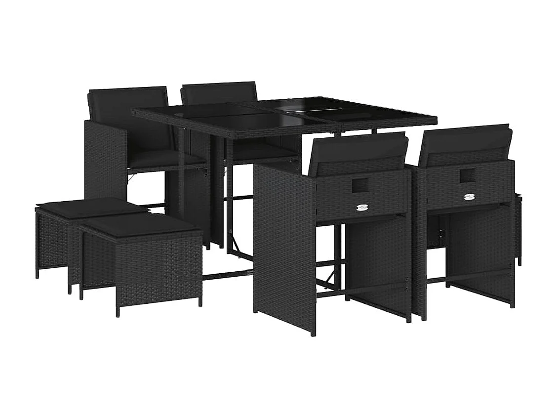 Enfield 9-delige Tuinset poly rattan zwart