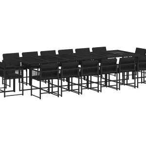 Emilia 17-delige Tuinset met kussens poly rattan zwart Emilia 17-delige Tuinset met kussens poly rattan zwart