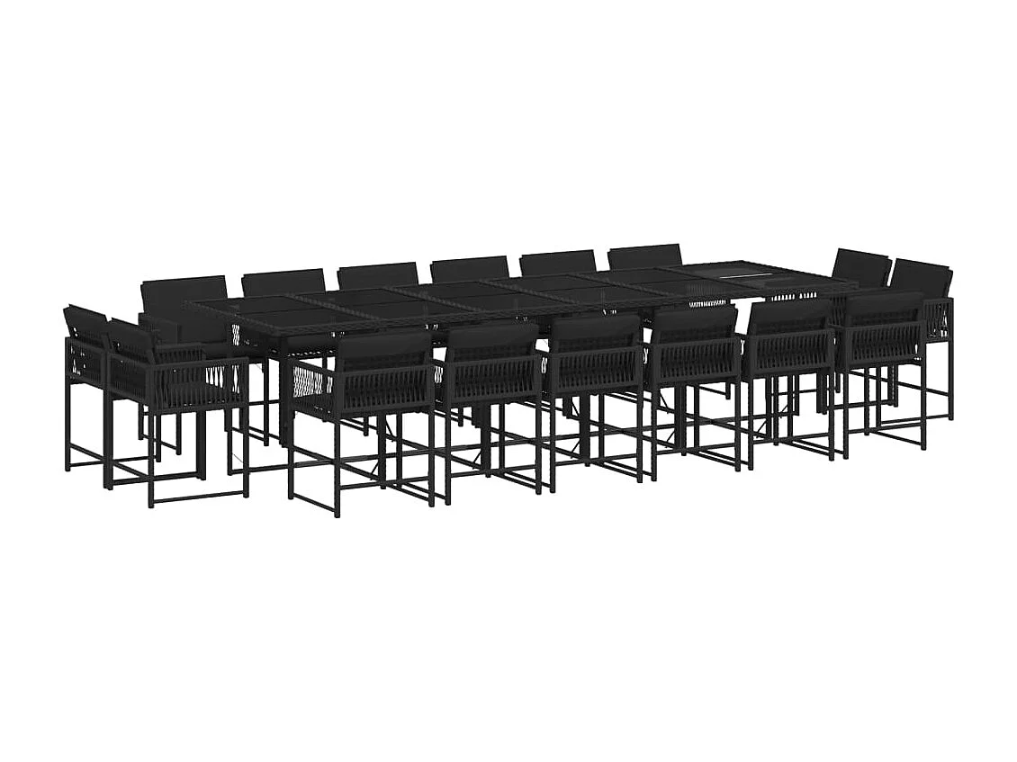 Emilia 17-delige Tuinset met kussens poly rattan zwart