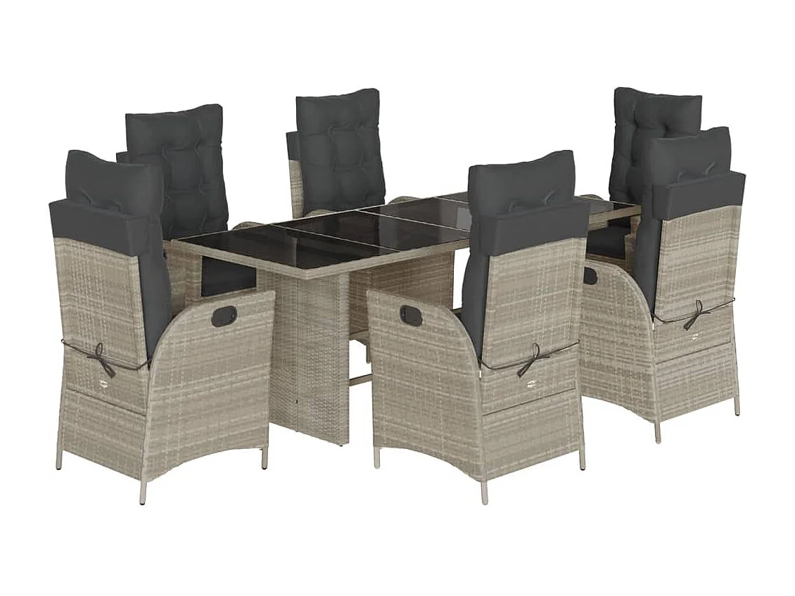 Emory 7-delige Tuinset met kussens poly rattan grijs