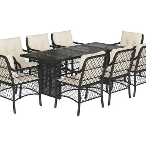 Fort Bragg 9-delige Tuinset poly rattan zwart Fort Bragg 9-delige Tuinset poly rattan zwart