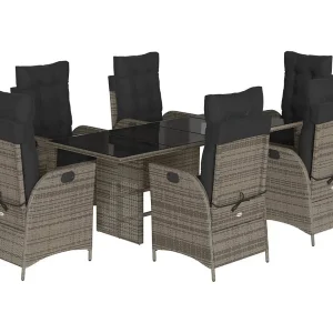 Emory 7-delige Tuinset met kussens poly rattan grijs Emory 7-delige Tuinset met kussens poly rattan grijs