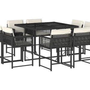 Emilia 9-delige Tuinset poly rattan zwart Emilia 9-delige Tuinset poly rattan zwart