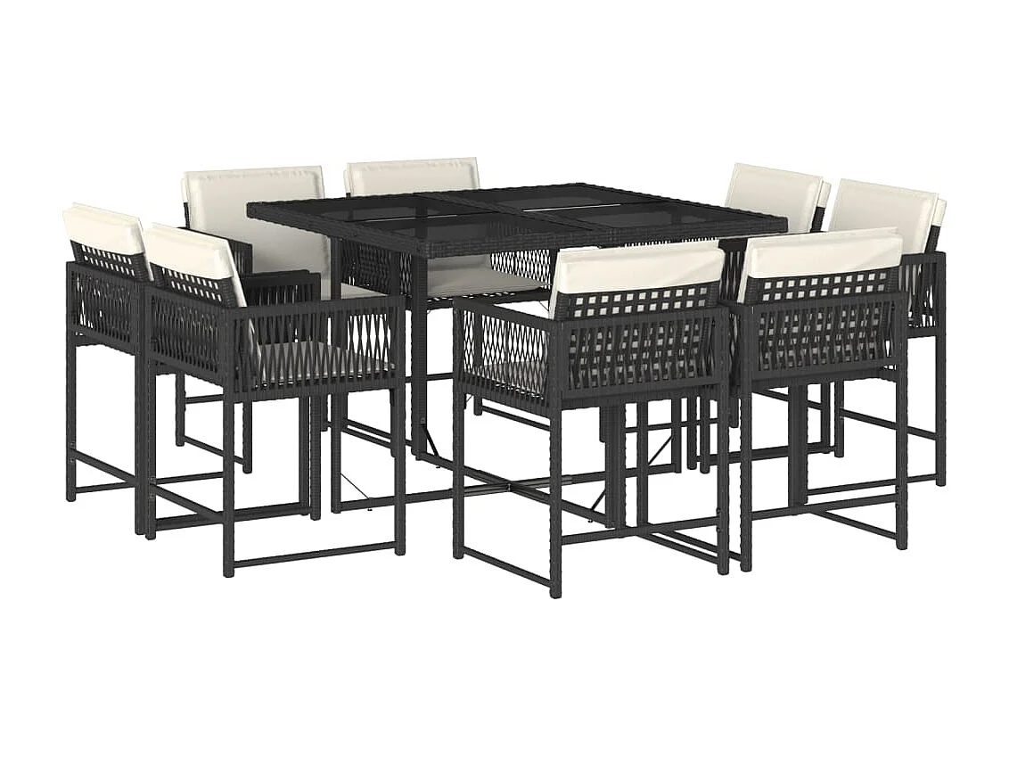 Emilia 9-delige Tuinset poly rattan zwart