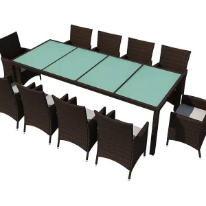 Fea 11-delige Tuinset met kussens poly rattan bruin Fea 11-delige Tuinset met kussens poly rattan bruin