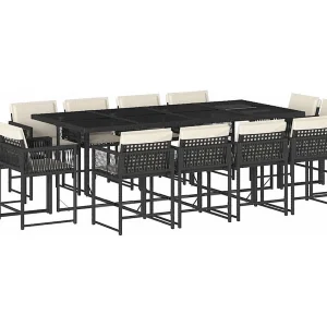 Emilia 13-delige Tuinset met kussens poly rattan zwart Emilia 13-delige Tuinset met kussens poly rattan zwart