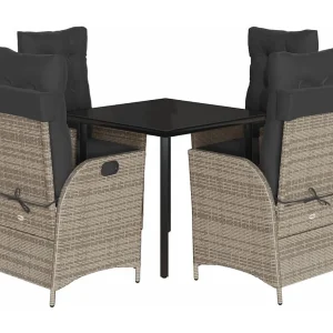 Eugenie 5-delige Tuinset met kussens poly rattan grijs Eugenie 5-delige Tuinset met kussens poly rattan grijs