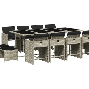 Enfield  13-delige Tuinset met kussens poly rattan lichtgrijs