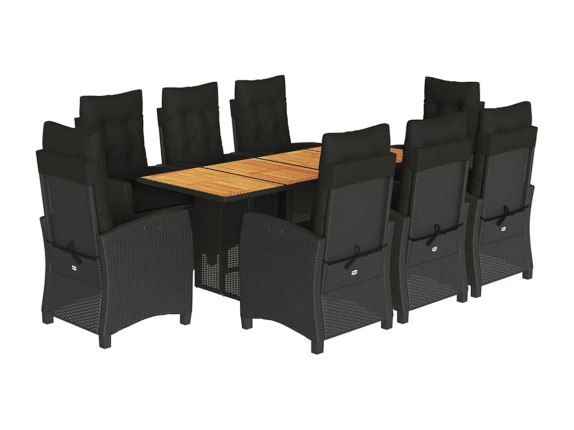 Frances 9-delige Tuinset poly rattan zwart