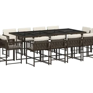 Emilia 13-delige Tuinset met kussens poly rattan bruin Emilia 13-delige Tuinset met kussens poly rattan bruin