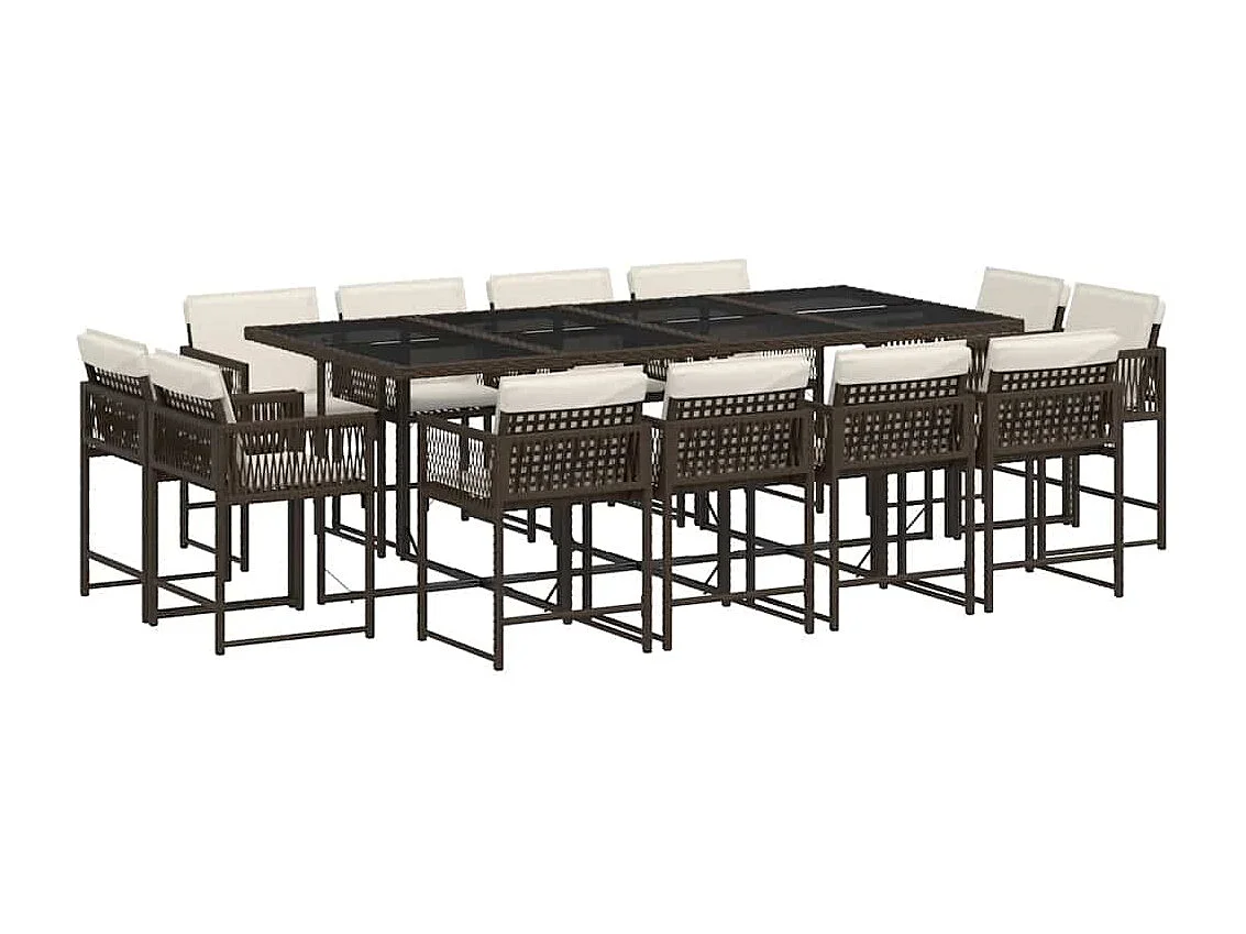 Emilia 13-delige Tuinset met kussens poly rattan bruin