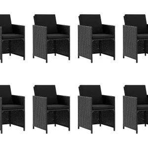 Fultondale 9-delige Tuinset met kussens poly rattan zwart Fultondale 9-delige Tuinset met kussens poly rattan zwart