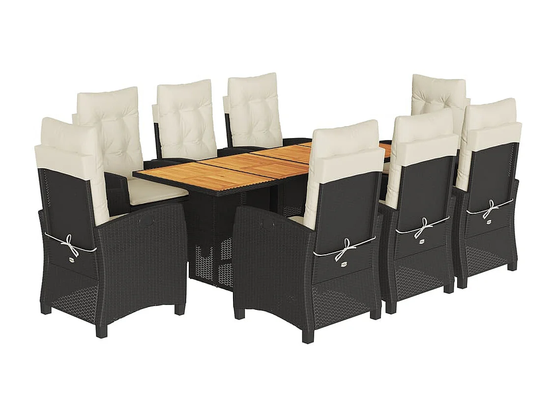 Frances 9-delige Tuinset poly rattan zwart