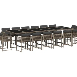 Emilia 17-delige Tuinset met kussens poly rattan grijs Emilia 17-delige Tuinset met kussens poly rattan grijs