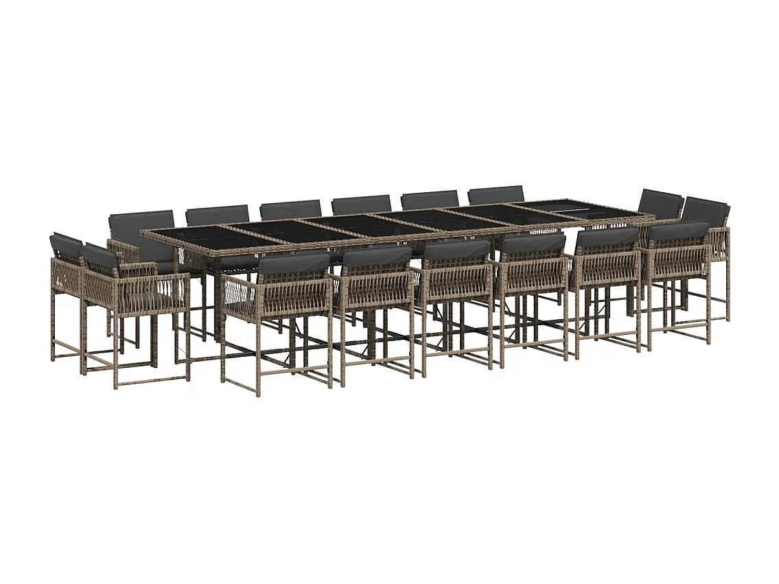 Emilia 17-delige Tuinset met kussens poly rattan grijs