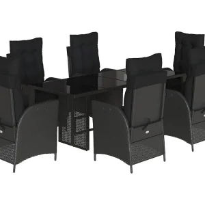 Emory 7-delige Tuinset met kussens poly rattan zwart Emory 7-delige Tuinset met kussens poly rattan zwart