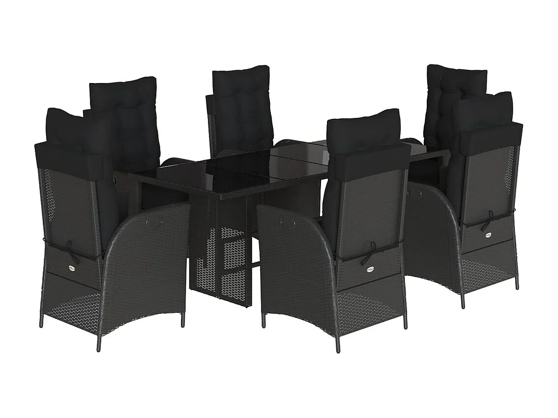 Emory 7-delige Tuinset met kussens poly rattan zwart