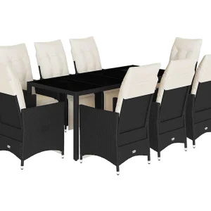 Essex 9-delige Tuinset poly rattan zwart Essex 9-delige Tuinset poly rattan zwart