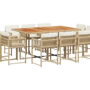 Emilia 11-delige Tuinset met kussens poly rattan beige Emilia 11-delige Tuinset met kussens poly rattan beige