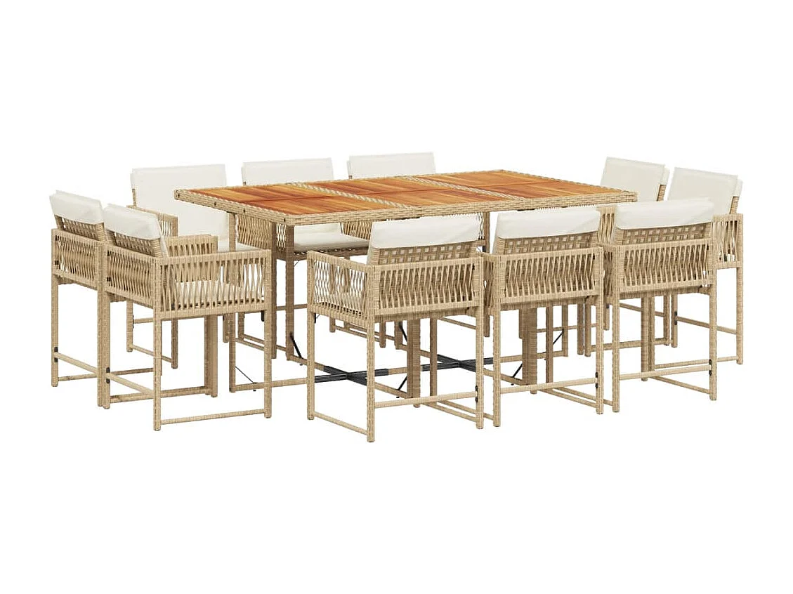 Emilia 11-delige Tuinset met kussens poly rattan beige