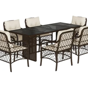 Fort Bragg 7-delige Tuinset met kussens poly rattan bruin Fort Bragg 7-delige Tuinset met kussens poly rattan bruin