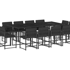 Emilia 13-delige Tuinset met kussens poly rattan zwart Emilia 13-delige Tuinset met kussens poly rattan zwart