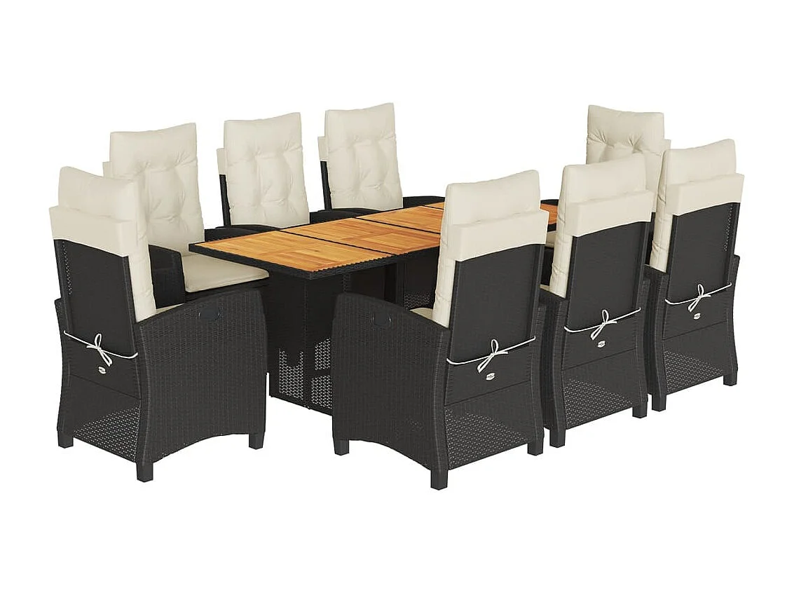 Frances 9-delige Tuinset poly rattan zwart