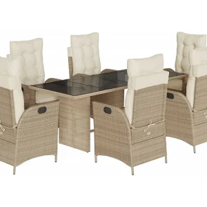 Emory 7-delige Tuinset met kussens poly rattan beige Emory 7-delige Tuinset met kussens poly rattan beige