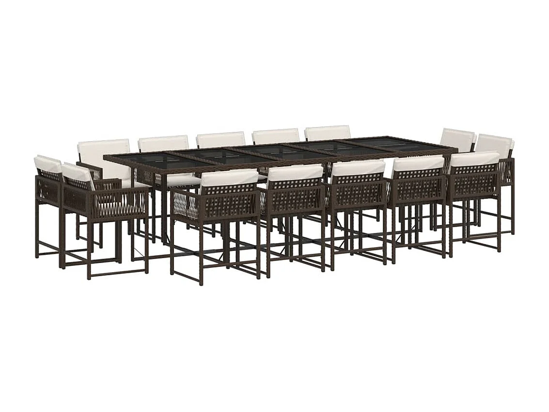 Emilia 15-delige Tuinset met kussens poly rattan bruin