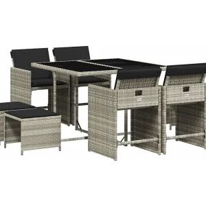 Enfield  9-delige Tuinset met kussens poly rattan lichtgrijs