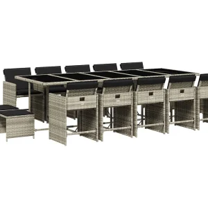 Enfield  15-delige Tuinset met kussens poly rattan lichtgrijs