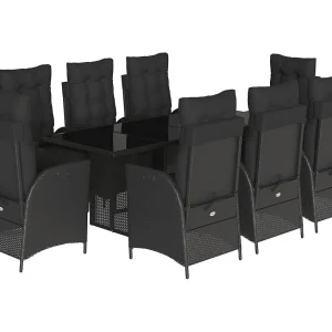 Emory  9-delige Tuinset poly rattan zwart