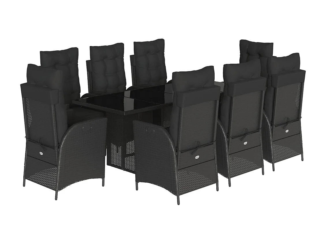 Emory 9-delige Tuinset poly rattan zwart