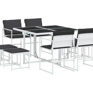 Dunkitt  9-delige Tuinset met kussens textileen wit