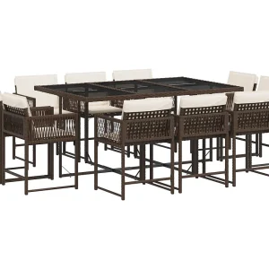 Emilia 11-delige Tuinset met kussens poly rattan bruin Emilia 11-delige Tuinset met kussens poly rattan bruin